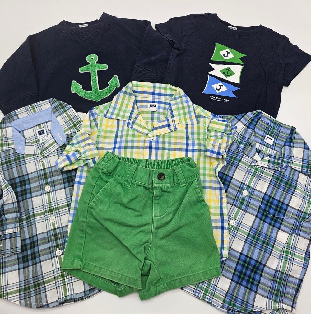 Janie and Jack Boys Size 6-12M 6-Piece Navy and Green Nautical Mix N Match Lot